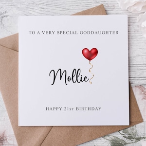 Carte d'anniversaire personnalisée pour filleule, parent spécial, joyeux anniversaire, carte d'âge pour ses 30e, 40e, 50e, 60e, 70e, 80e,