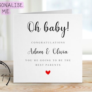 Gepersonaliseerde zwangerschapswenskaart - Oh Baby-wenskaart - babyaankondiging groot of klein