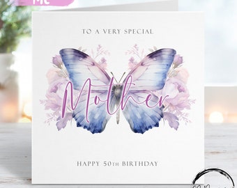 Biglietto di auguri per il compleanno della mamma con farfalla a forma di cuore (non 3D) e farfalle colorate Non ti scordar di me - Italia
