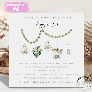 Carte de Noël poème personnalisée fille et fiancé avec décorations de Noël noms Carte pour couple de moi ou de nous