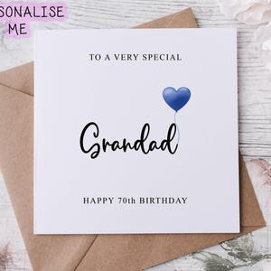 Personalised Grandad Birthday Card, Special Grandad, Happy Birthday, Age Card For Him, 50th, 60th, 70th, 80th, 90th Med or Large image 1