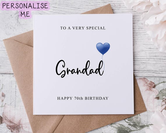 Personalised Grandad Birthday Card, Special Grandad, Happy Birthday, Age Card For Him, 50th, 60th, 70th, 80th, 90th Med or Large