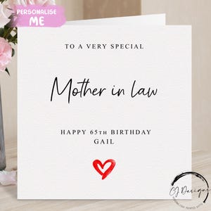 Carte d'anniversaire personnalisée belle-mère, coeur rouge N'IMPORTE QUELLE TEXTE/ÂGE/ Prénom 35e 40e 45e 50e 60e 65e 70e 75e 80e 85e 90e 100e