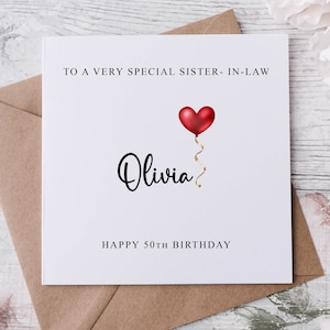 Carte d'anniversaire personnalisée belle-soeur, parent spécial, joyeux anniversaire, carte d'âge pour ses 30, 40, 50, 60, 70, 80 ans, tout âge