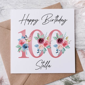 Personalised 80th Birthday Card Floral Design, Age & Name Birthday Card for Her 40th, 50th 70th, 60th, 90th, 100th image 6