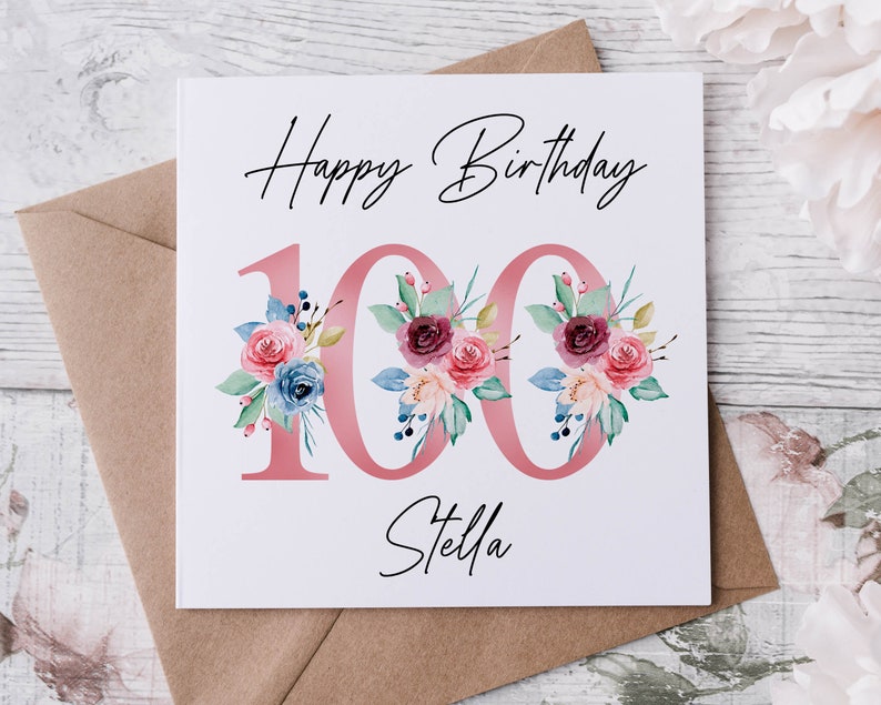 Personalised 80th Birthday Card Floral Design, Age & Name Birthday Card for Her 40th, 50th 70th, 60th, 90th, 100th image 6