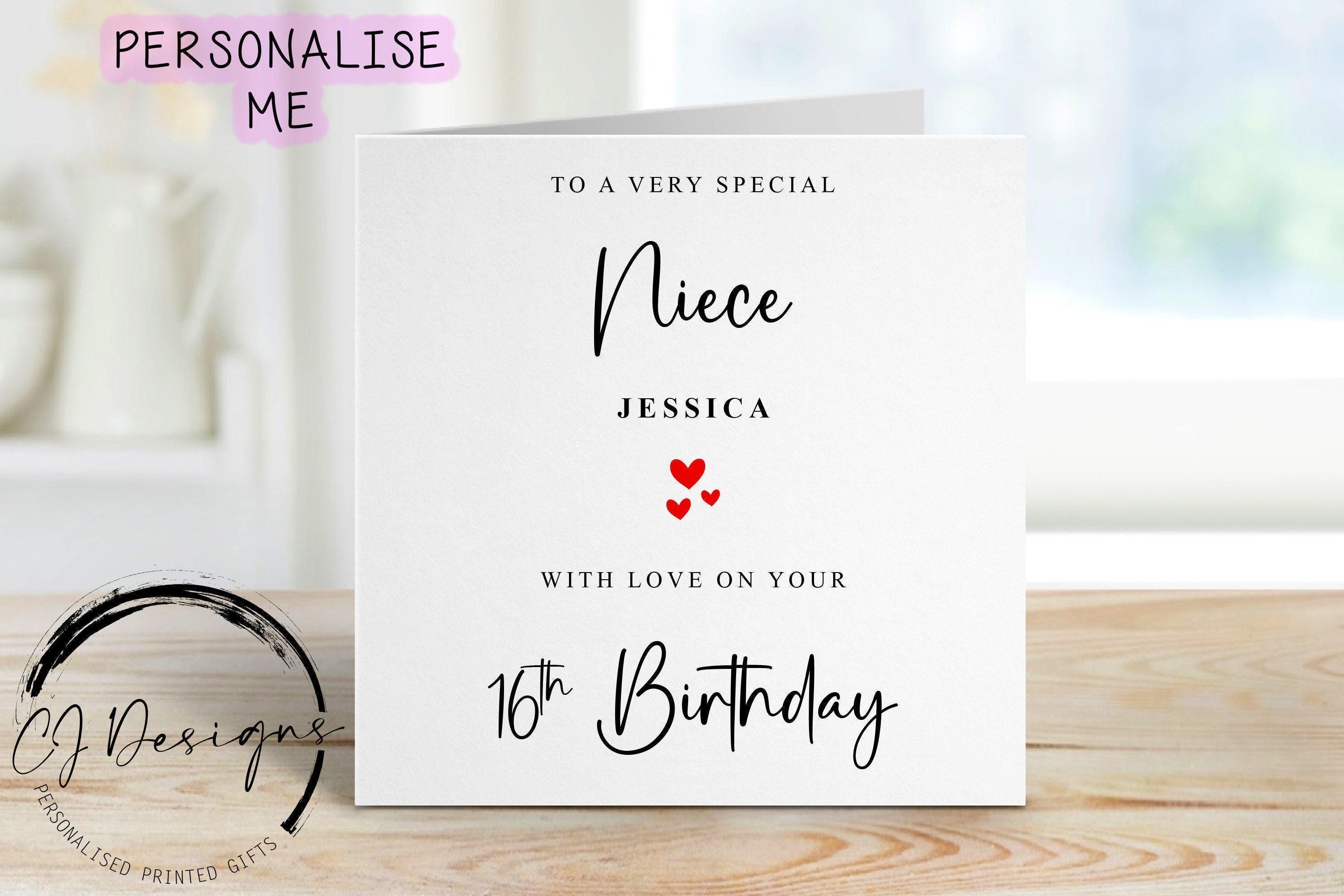 Birthday Card for Niece Personalised Three Red Heart Design With - Etsy