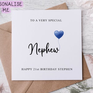 Cartão de aniversário personalizado para sobrinho, cartão para ele, sobrinho especial com nome e idade
