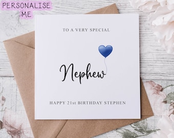 Personalised Nephew Birthday Card, Card for Him Special Nephew with Name and Age