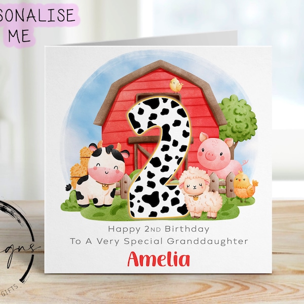 Granddaughter Farm Birthday Card - Etsy