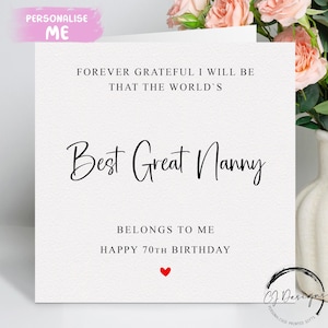 Carte d'anniversaire personnalisée pour la meilleure nounou, pour toujours reconnaissants que je serai/nous serons - La meilleure famille au monde m'appartient/Nous - 50e 60e 70e 75e 80e 90e