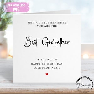 Cartão personalizado do Dia dos Pais do Padrinho, apenas um pequeno lembrete de que você é o melhor, QUALQUER TEXTO, cartão pequeno ou grande