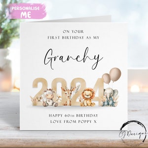 Biglietto di auguri di compleanno personalizzato Granchy First As My Neutral Animal Theme con nome QUALSIASI ETÀ/FORMULAZIONE 1° 40° 50° 60° 65° 70° 75°