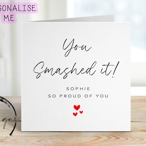 Carte de voeux personnalisée Vous l'avez brisé - Carte de félicitations de remise des diplômes pour elle/lui Cartes au design simple - Grande ou petite