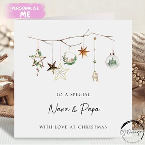 Kerstkaart oma en papa - grootouders boho, kaart met rustieke boomthema Couple
