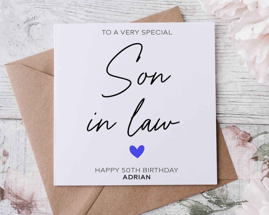 Personalised Son in Law Birthday Card, Special Son, Happy Birthday, Age ...