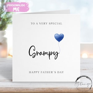 Tarjeta del Día del Padre para el Abuelo, con globo de corazón azul CUALQUIER TEXTO Tarjeta pequeña o grande