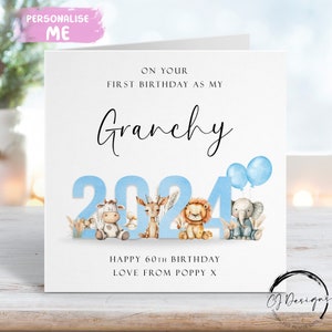Biglietto di auguri di compleanno personalizzato Granchy First As My Blue Animal Theme con nome QUALSIASI ETÀ/FORMULAZIONE 1° 50° 60° 65° 70° 75° 80° 85°