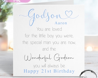 Personalised Godson Birthday Card Quote Coming of Age 21st 18th 16th 30th Any Age Wonderful Godson Card for him