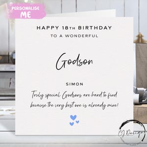 Biglietto di auguri di compleanno personalizzato per figlioccio, davvero speciale - Cuori blu QUALSIASI TESTO / ETÀ 14° 15° 16° 18° 21° 25° 30° 40° 50° 60°