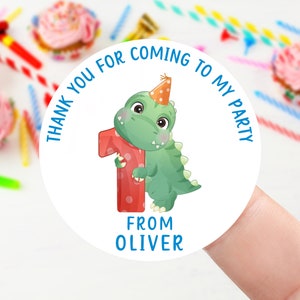 Adesivos de aniversário personalizados - 1-9 anos de idade, saco de festa de aniversário de dinossauro fofo, obrigado adesivo 37 mm / 45 mm /51 mm / 64 mm - etiquetas de cone doce