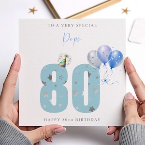 Carte d'anniversaire Pops personnalisée, numéros d'âge bleus N'IMPORTE QUELLE MENTION /ÂGE 40e 45e 50e 60e 65e 70e 75e 80e 85e 90e 95e 100e
