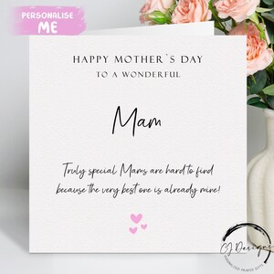 Carte pour la fête des mères Mam, vraiment spéciale - coeurs roses