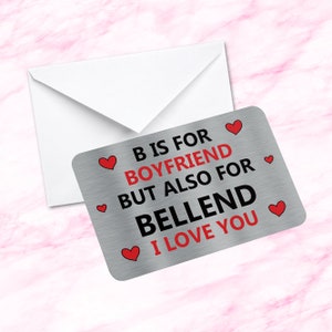 Nieuwigheid I Love You Sentimental Keepsake Metal Wallet Card B is voor vriend en ook voor Bellend Cadeau voor hem