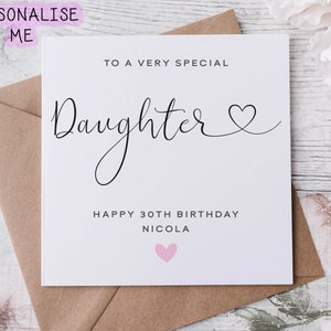 Personalisierte Tochter Geburtstagskarte, spezieller Verwandter, alles Gute zum Geburtstag, Alterskarte für ihren 30., 40., 50., 60., 70., 80., jedes Alter