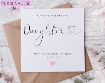 Personalised Daughter Birthday Card, Special Relative, Happy Birthday, Age Card For Her 30th, 40th,50th, 60th, 70th, 80th,  Any Age