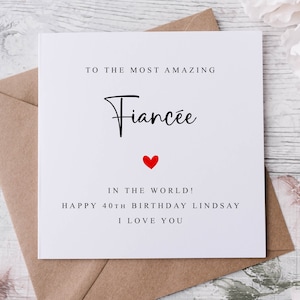 Carte d'anniversaire personnalisée fiancé/fiancé - carte de voeux personnalisée avec nom/âge pour elle ou lui 30e 40e 50e 18e 21e 60e 70e