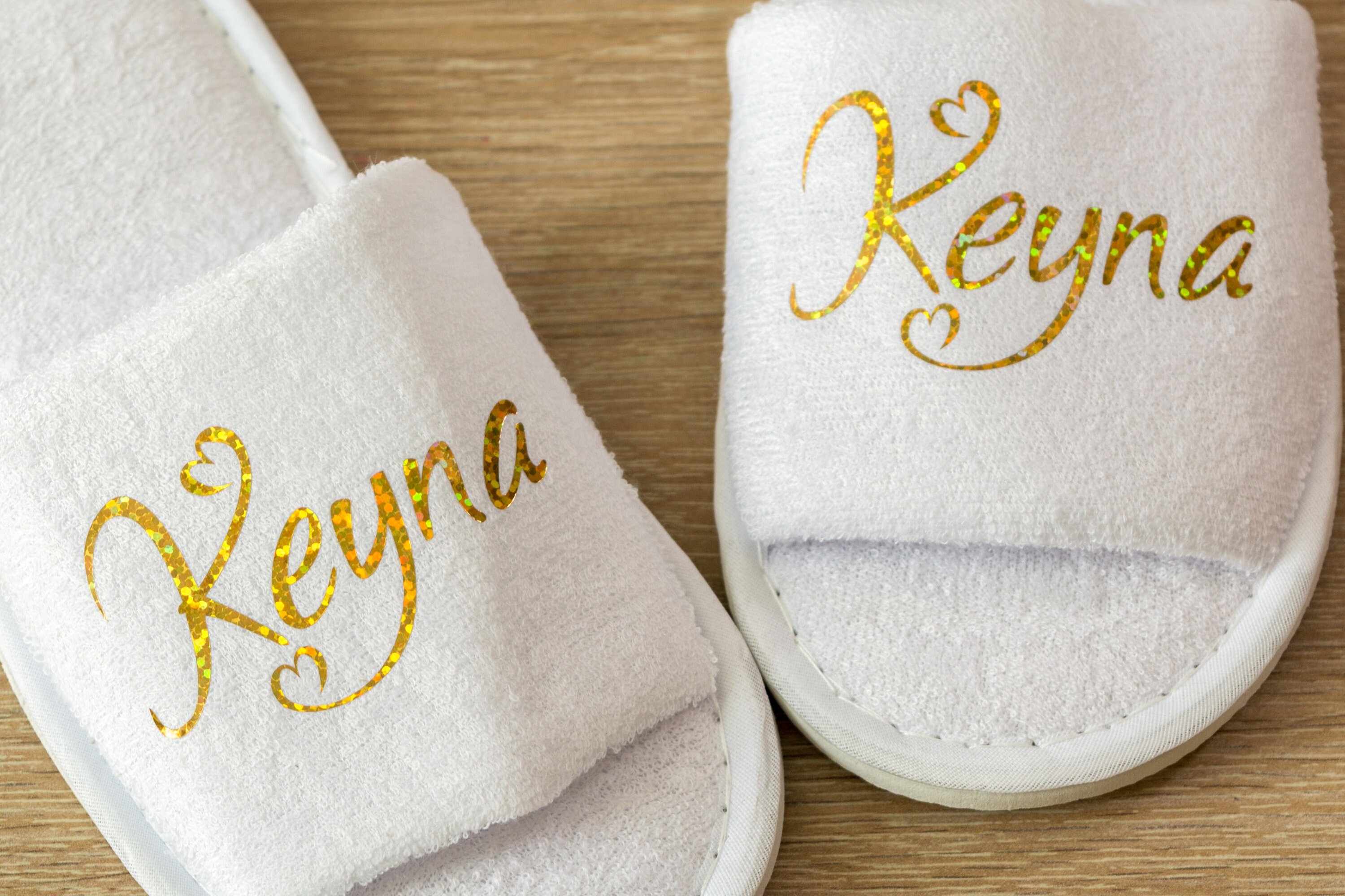 Embroidered Personalised Bridesmaid Bride Wedding Slippers Open Toe Bridal Party