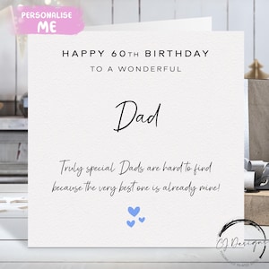 Carte d'anniversaire personnalisée pour papa, vraiment spéciale - coeurs bleus TOUT TEXTE /ÂGE 21 25 30 40 50 60 65 70 75 80 85 90