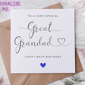 Personalised Great Grandad Birthday Card, Special Grandad, Happy Birthday, Age Card For Him, 50th, 60th, 70th, 80th, 90th