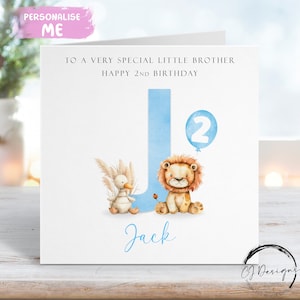 Cartão de aniversário personalizado para irmãozinho com inicial de leão e pato - nome e idade - para ele QUALQUER IDADE 1º 2º 3º 4º 5º 6º 7º 8º 9º 10º