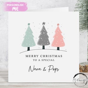 Carte de Noël Nana & Pops - Carte sur le thème du sapin de Noël minimaliste des grands-parents