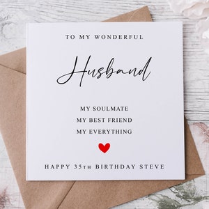 Personalised Husband Birthday Card- Soulmate Greeting Card Customised with Name/ Age For Him 30th 40th 50th 18th 21st 60th 70th