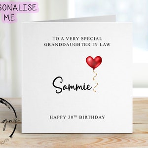 Personalisierte Schwiegermutter Geburtstagskarte, spezieller Verwandter, alles Gute zum Geburtstag, Alterskarte für ihren 16., 17., 18., 21., 30., 40., 50