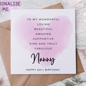 Citation personnalisée de carte d'anniversaire de nounou - carte d'anniversaire de confirmation 40e 50e 60e 70e 80e 90e carte pour elle tout âge