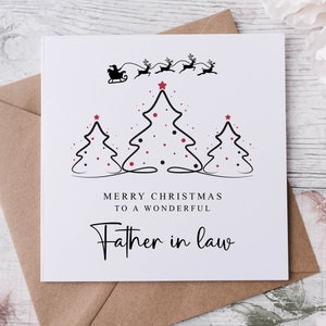 Carte de Noël pour beau-père avec arbre de Noël, merveilleuse carte de voeux joyeux Noël beau-père