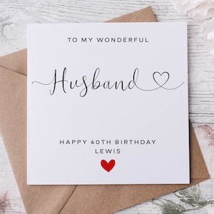 Carte d'anniversaire de mari personnalisée, à mon merveilleux mari, fiancé, mari