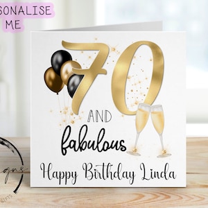 Gepersonaliseerde 70e verjaardagskaart - 70e en fantastische verjaardagskaart met naam 30e 40e 50e 60e 70e 80e