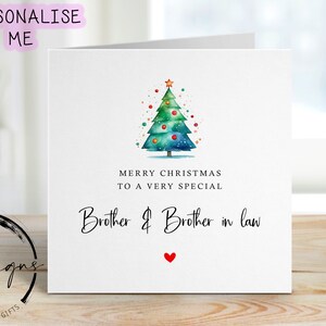 Carte de Noël spéciale frère et beau-frère avec arbre de Noël et coeur rouge