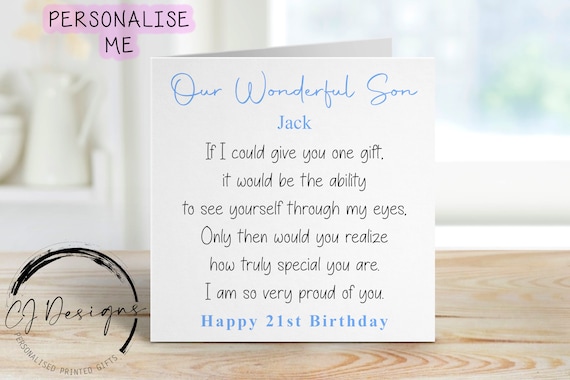 Son Brthday Card Poem Brthday Card For Son 18th Brthday - Etsy UK - View #8