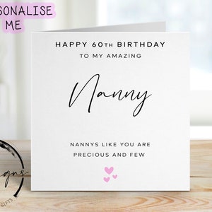 Carte d'anniversaire personnalisée pour nounou - Précieuses et rares citations de tous âges, carte de voeux pour ses 40e, 50e, 60e, 70e, 80e, 90e 100e
