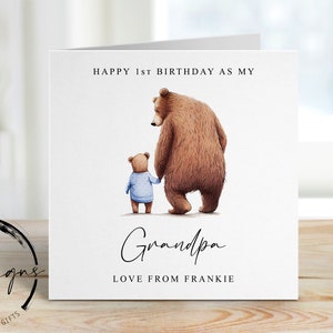 Cartão de aniversário personalizado do vovô urso - Cartão do vovô e do ursinho para ele Cartão médio ou grande Nome e idade