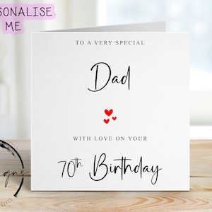 Carte d'anniversaire personnalisée pour papa de tout âge - carte coeur pour lui, 30e 40e 50e 60e 70e 80e 90e