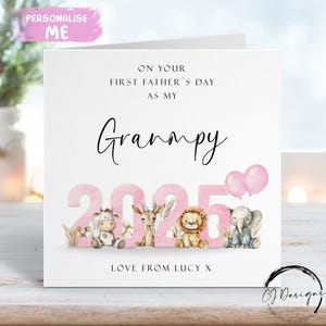 Fête des pères personnalisée sur le thème des animaux roses de mon grand-père avec le nom
