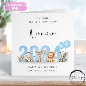 Biglietto di auguri di compleanno personalizzato per nonno Primo come il mio tema animale blu con nome QUALSIASI ETÀ/FORMULAZIONE 1° 45° 50° 60° 65° 70° 75° 80° 85°