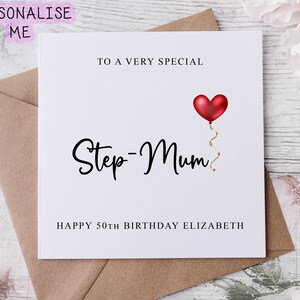 Carte d'anniversaire personnalisée de belle-mère, membre de la famille spécial, joyeux anniversaire, carte d'âge pour ses 30, 40 et 50 ans, tout âge moyen ou grand